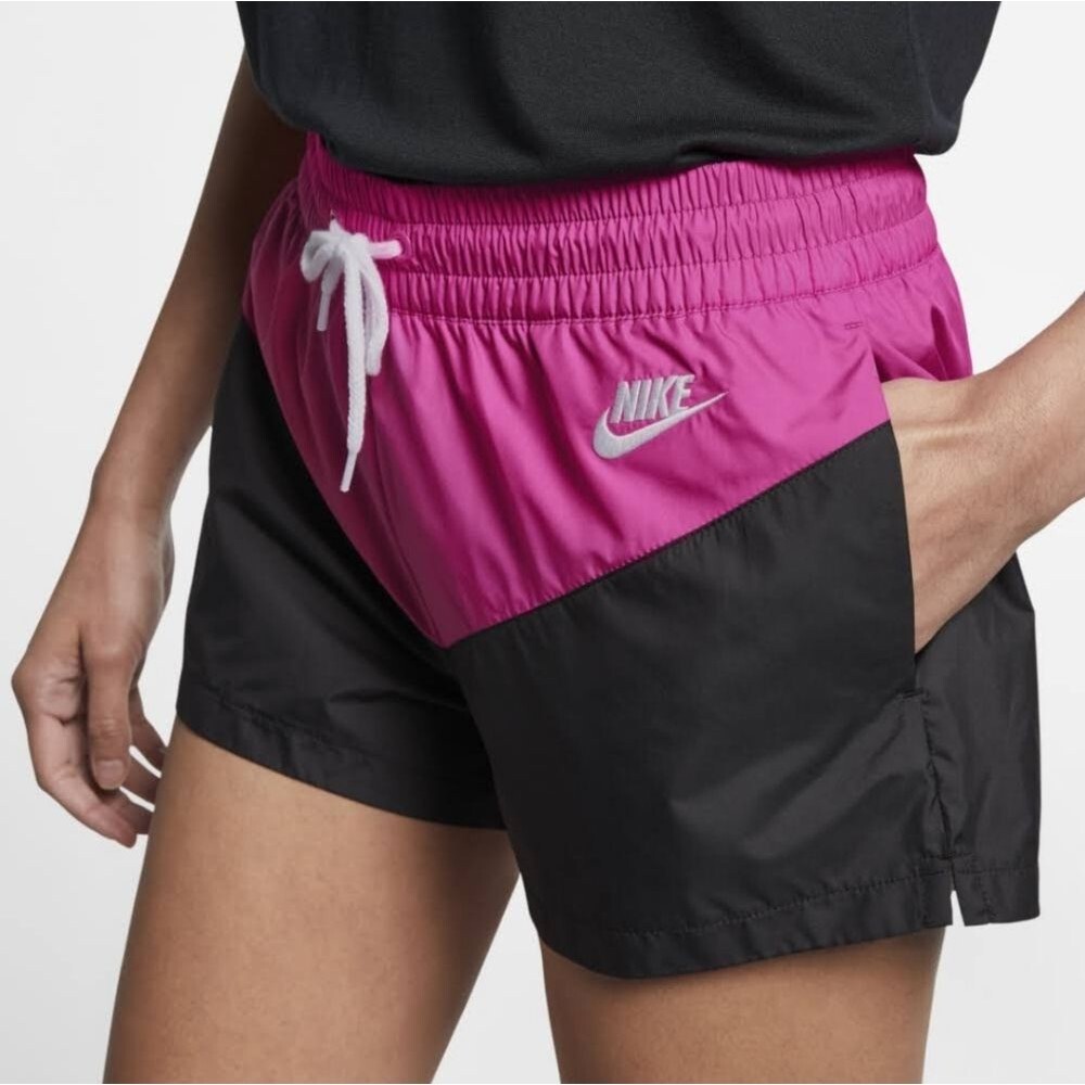 Nike Women's Heritage Sports Shorts Colorblock Black Pink Medium Soccer